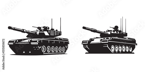 Military Tank Silhouette – Army Vehicle Vector Illustration
