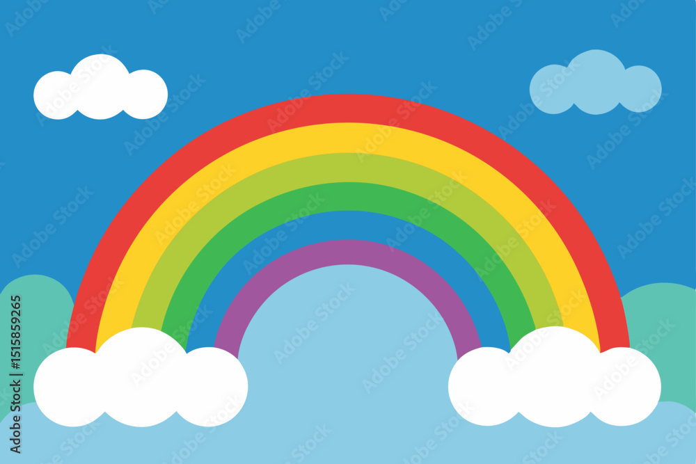 Vibrant Rainbow Arching Over a Dreamy Sky A Colorful Illustration Vibrant Rainbow Arching Over a Dreamy Sky A Colorful Illustration