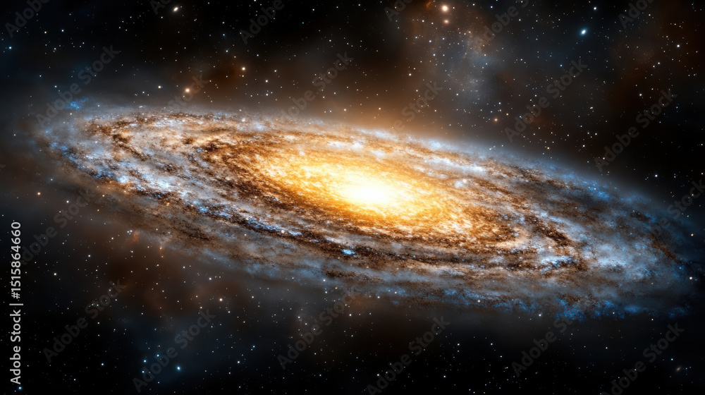Fototapeta premium Stunning galaxy with swirling stars and bright core, showcasing beauty of universe