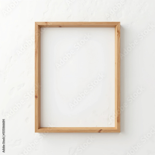 Framed Mockup with Natural Wood Photo Frame and Soft Background Light