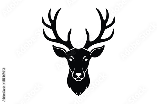 Minimal deer head silhouette vector perfect for logo, tattoo, or poster art