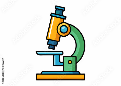Colorful Cartoon Illustration of a Microscope