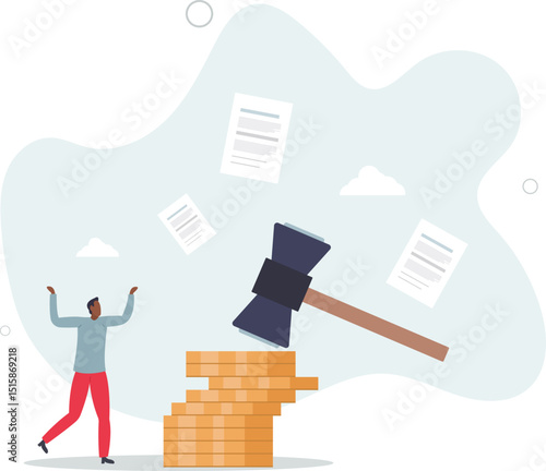 Penalty fine to pay for prohibited legal, charge and expense punishment notice, traffic charge bill concept. character life .