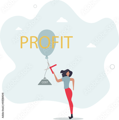 Cost reduction, cut expense to increase profit, improve business profitability by reduce spending, decrease investment fees. character life .