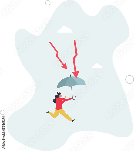 Protection or defensive stock in economy crisis or market crash, business resilient to survive difficulty or insurance concept. character life .