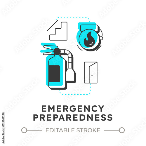 Emergency preparedness flat outline concept icon. Physical security audit component. Minimizing potential loss risks. Modern line illustration with blue glyphs. Conceptual visual. Easy to edit