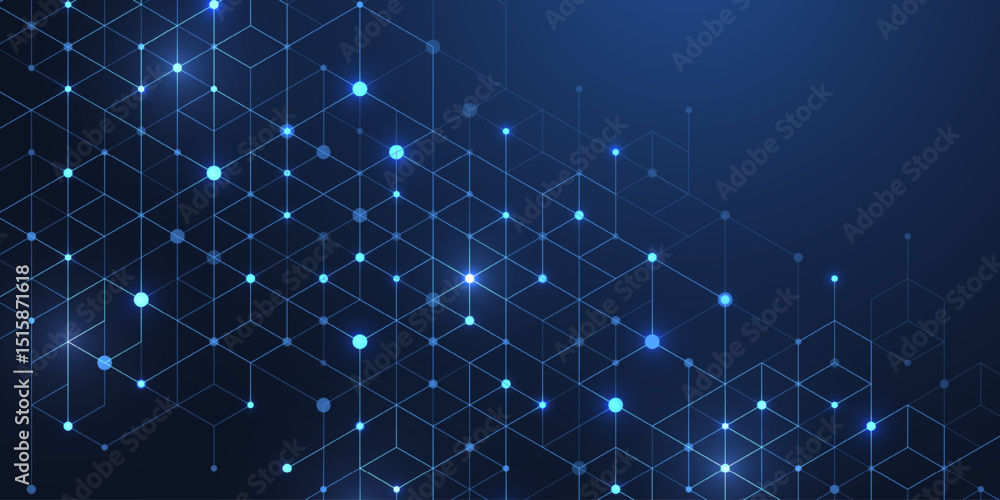 Obraz premium Abstract digital blockchain cube blocks concept. 3D big data cubes quantum computer technology idea. Artificial intelligence data core cubes design element