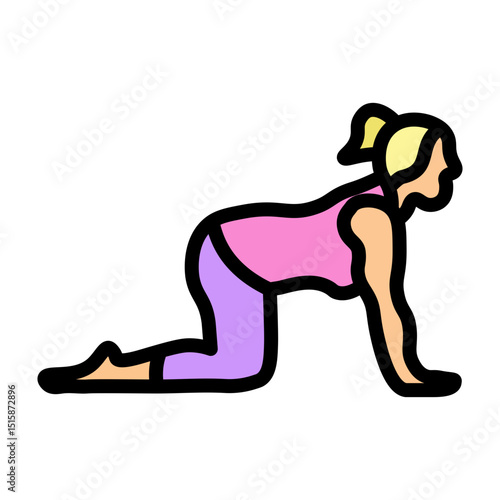 Cat Cow Pose Vector Filled Icon Design