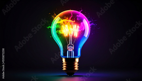 Vibrant Rainbow Light Bulb Creativity, Innovation, and Inspiration