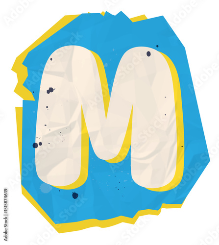 Letter m, Ransom Paper Texture Scrapbook Cutout Alphabet 
