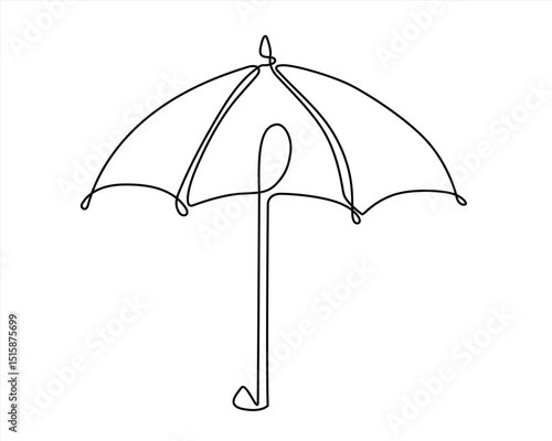 umbrella one line drawing illustration of opened umbrella Waterproof Black & White Stock