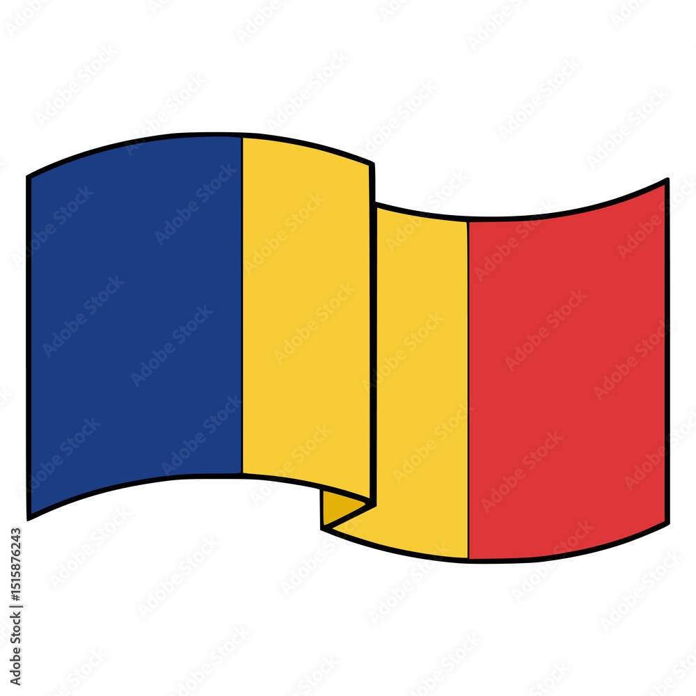 Fototapeta premium romania flag waving symbol nationality people flat color vector illustration template design