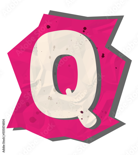 Letter q, Ransom Paper Texture Scrapbook Cutout Alphabet 