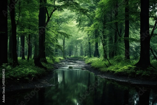 Forest green Background landscape outdoors woodland.