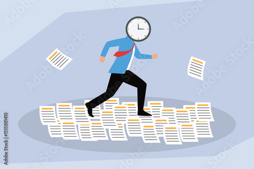  Time-Pressed Businessman Running Through Documents
