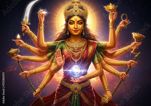 Goddess Kushmanda, Eight Ar...