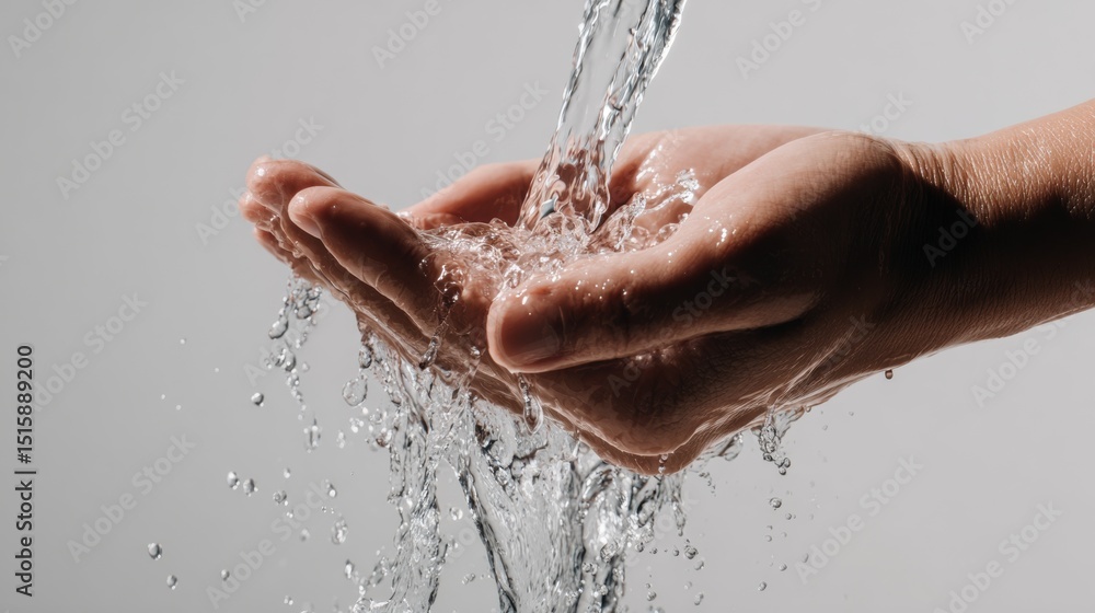 Fototapeta premium Hands catching flowing water 