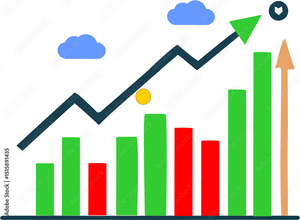 Sleek stock market icon, upward trending graph with bars Sleek stock market icon, upward trending graph with bars
