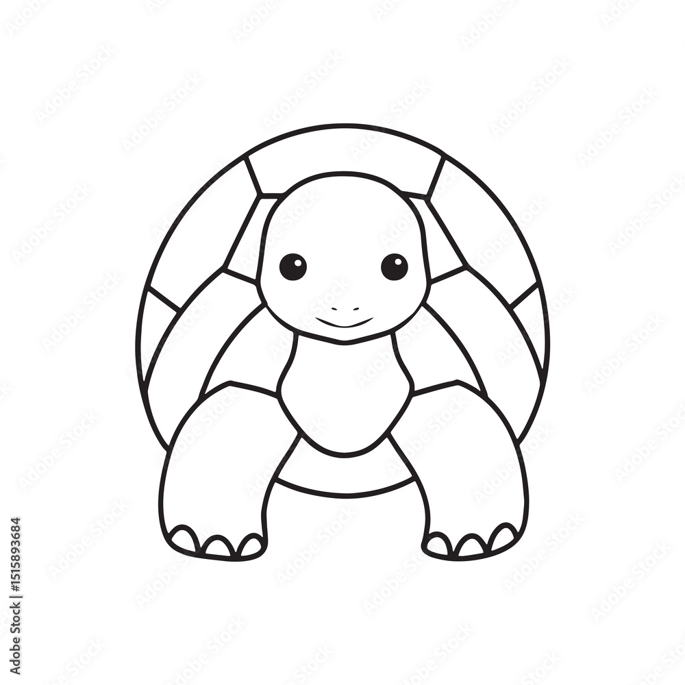 Naklejka premium Turtle Outline Vector Simple & Clean Line Art Design, Turtle Silhouette Vector High-Quality Line Drawing, Turtle Drawing Vector.
