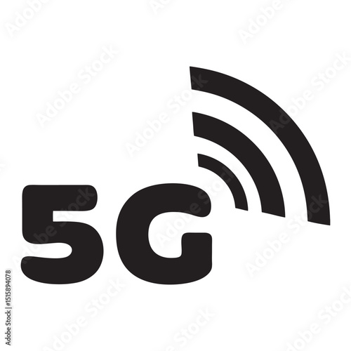Modern 5G Minimalist Logo  B&W Signal Strength Design