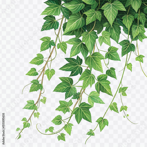 realistic green creeper in different style isolated on a transparent background