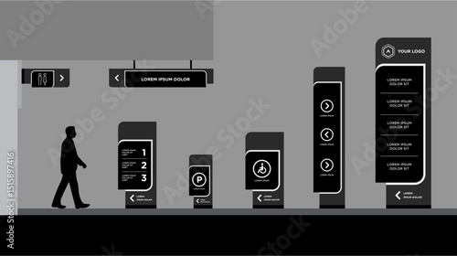 Exterior and interior signage template set corporate identity