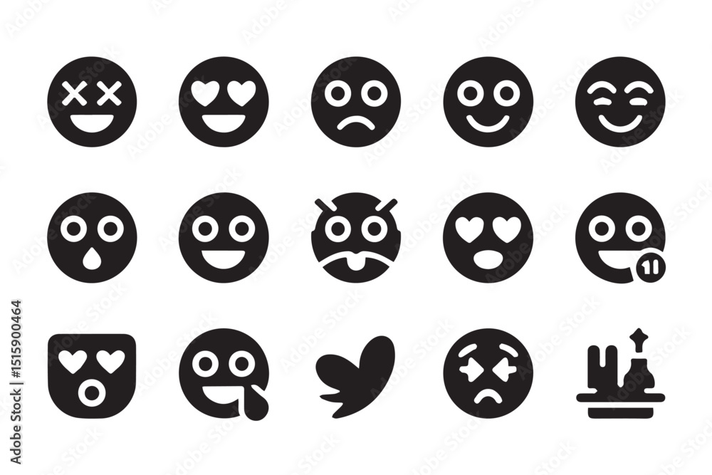 Collection of diverse emoticon icons representing various moods and emotions Collection of diverse emoticon icons representing various moods and emotions