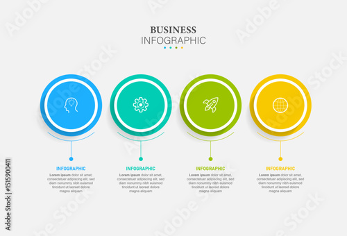 Business infographic element with 4 options, steps, number vector template design