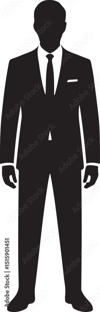 Businessman in Suit Holding Briefcase Silhouette vector icon transparent background Businessman in Suit Holding Briefcase Silhouette vector icon transparent background