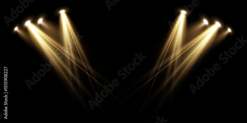 ОGolden Spotlight PNG – Glowing Stage Light Effect on Transparent Background, Vector Illustration of Studio Beam, Wall Lighting, and Scene Illumination for Theatre and Performance Designсновные RGB