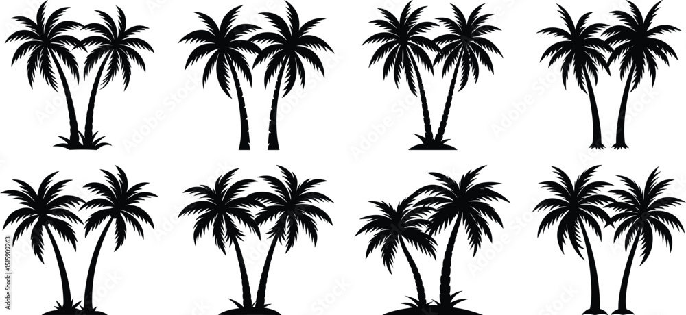 palm trees silhouette icon white background palm trees silhouette icon white background