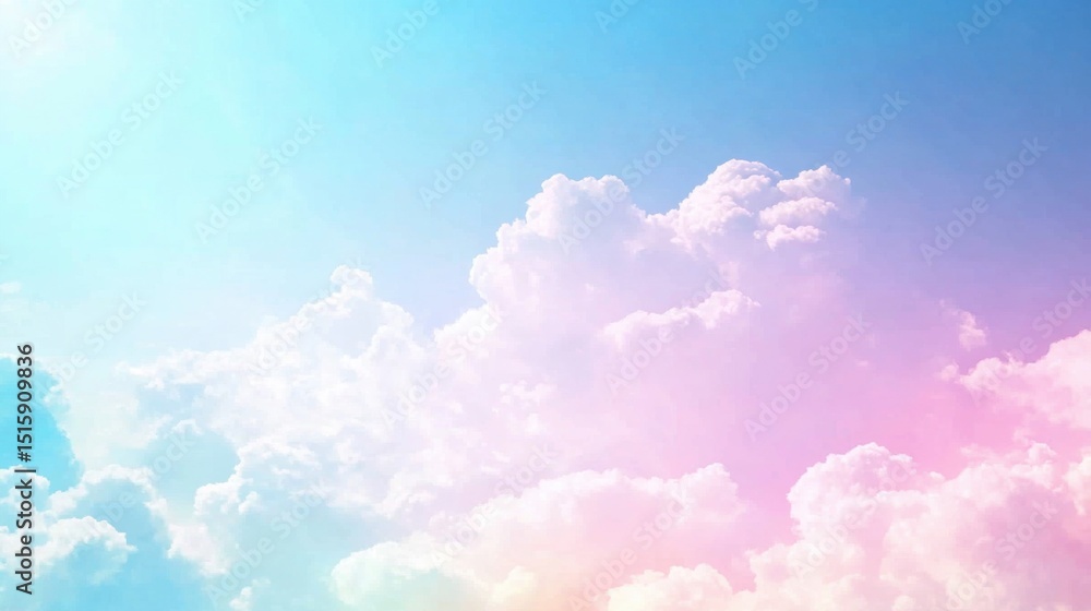 Fototapeta premium pastel sky cloudscape dreamy pink and blue background