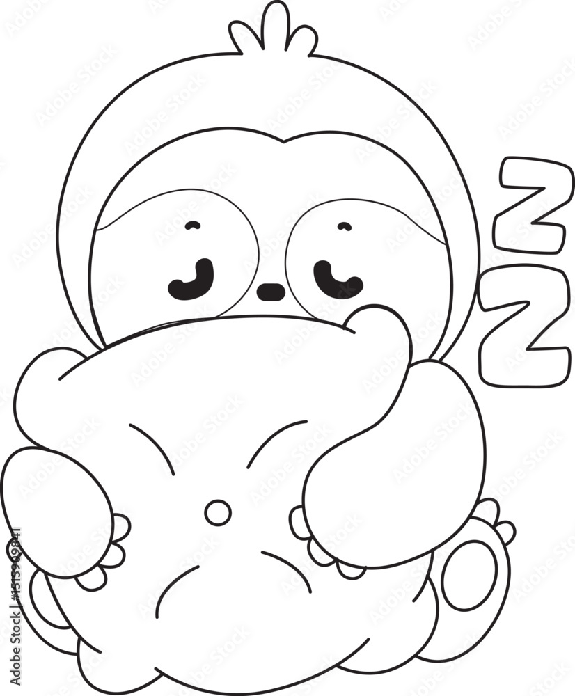 Outline of Funny baby sloth animal series stock illustration Outline of Funny baby sloth animal series stock illustration