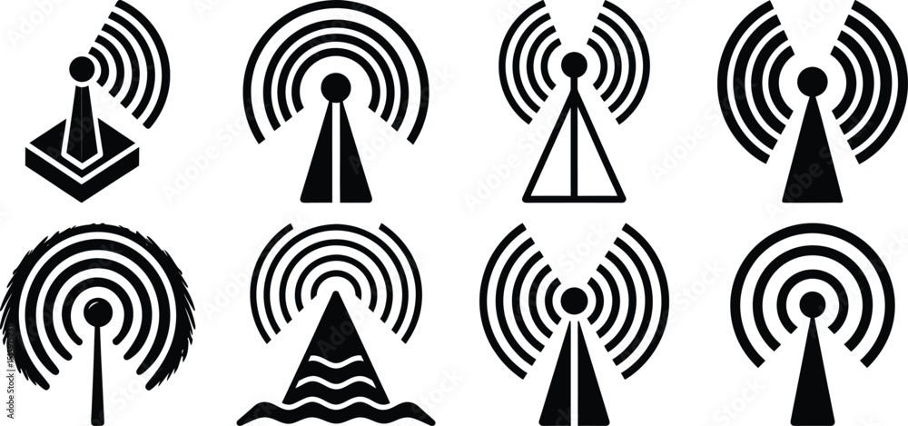 vector illustration of a set of wireless symbols vector illustration of a set of wireless symbols