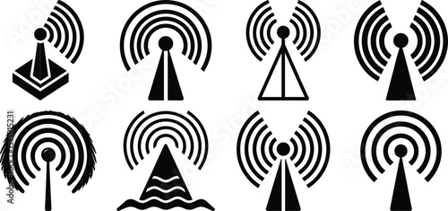 vector illustration of a set of wireless symbols