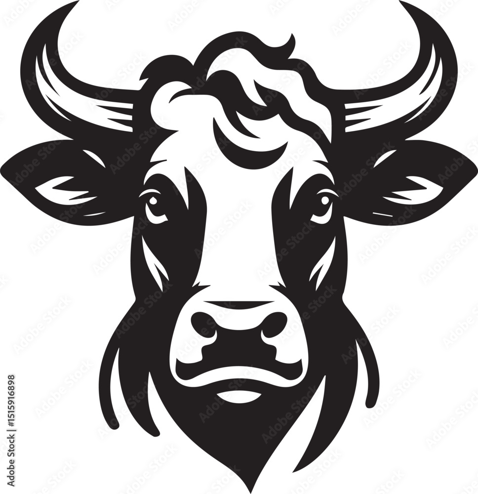 Minimalist Black and White Cow Vector Illustration Minimalist Black and White Cow Vector Illustration
