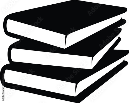 Stack of black books silhouette vector, Books icon, Book stack silhouette vector