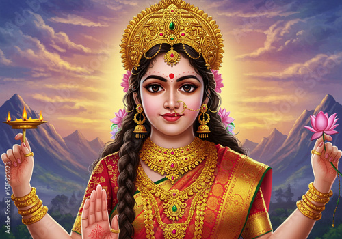 Majestic Goddess Parvati in...