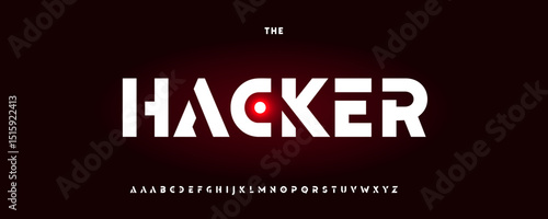 Cyber hacker alphabet, bold techno font, digital fraud sci-fi typeset with geometric edge for security logo, darknet headline, hack, phishing and scammer typography. Vector typeset