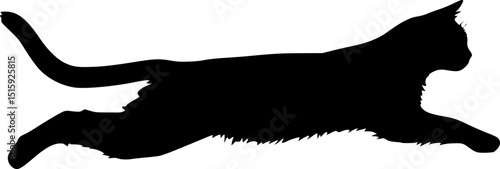 Cat running black silhouette vector