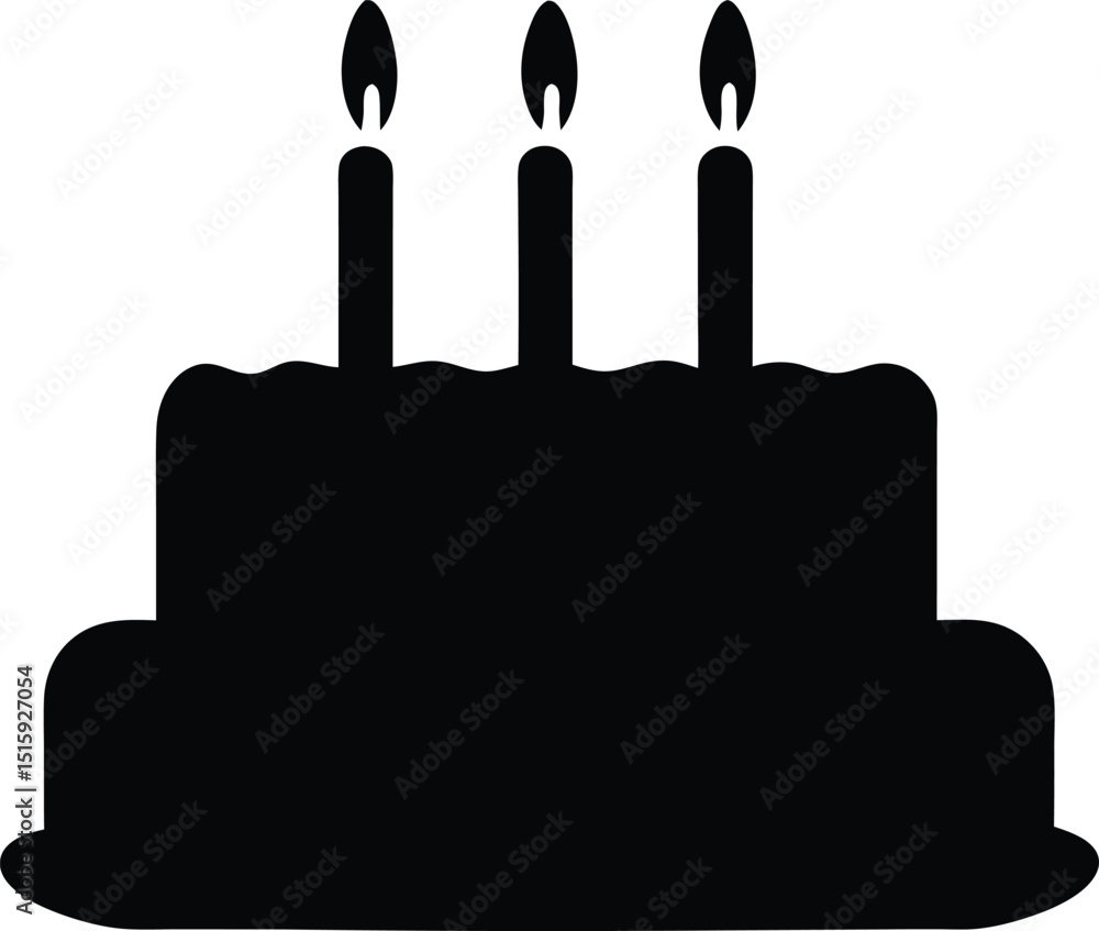 Obraz premium Birthday cake silhouette vector, birthday cake icon, Birthday cake with candles silhouette vector 