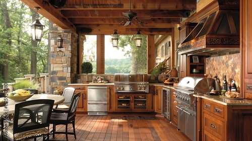 Rustic Outdoor Kitchen Design and Decoration for Entertainment and Leisure
