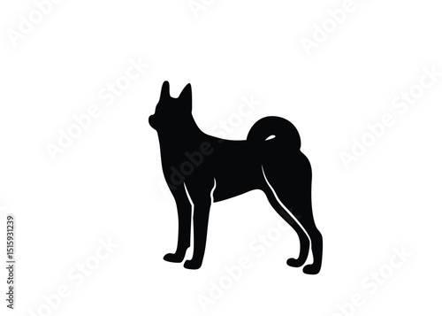 Awesome dog silhouette. Isolated background. Vector illustration.