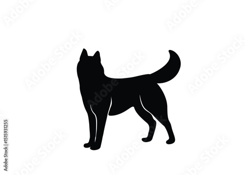 Awesome dog silhouette. Isolated background. Vector illustration.