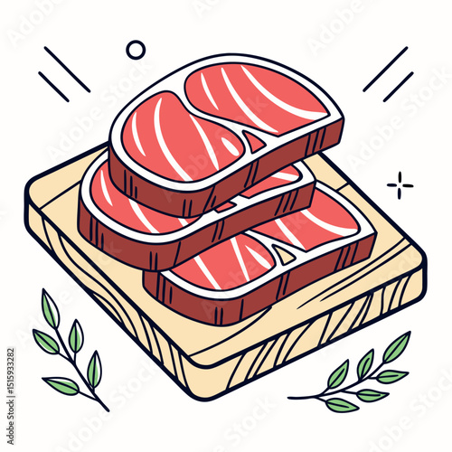 Raw Fresh Red Meat Stacked on a Board