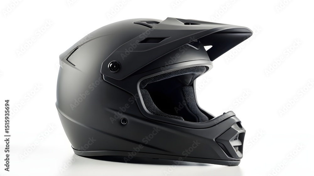 Fototapeta premium Protective Matte Black Motocross Helmet Mockup Realistic 3D Model for Design Presentations