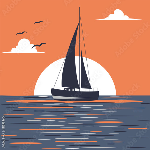marine scene with yacht