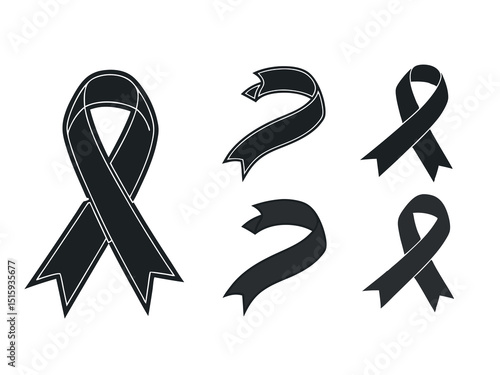 Ribbons of Remembrance: A collection of elegant black ribbons, each artfully depicted, symbolize remembrance, mourning, and solidarity in a poignant display of support. 