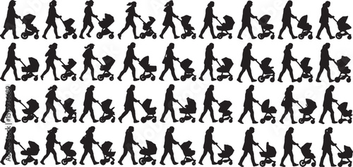 silhouette  Of Mothers and Strollers