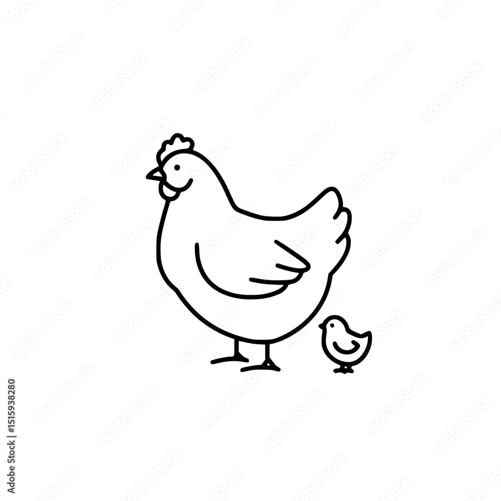 Hen and Chick Illustration Hen and Chick Illustration